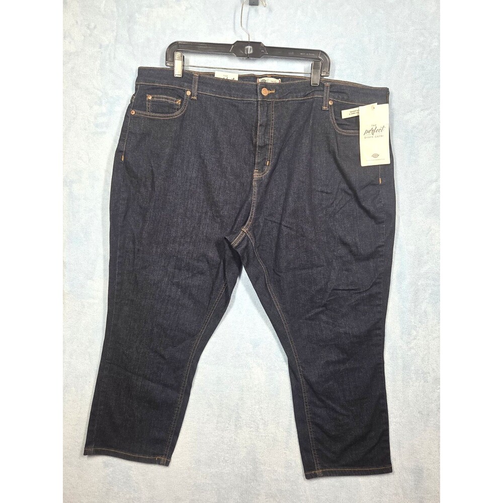 NEW WOMENS Dickies Skinny Perfect Shape Capri PLUS size 24 Summer Jort Denim